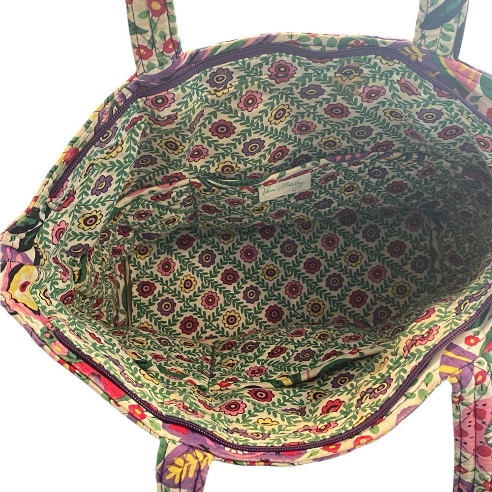 Vera Bradley quilted Floral paisley pink purple Patterned Tote Bag grandmacore - Picture 7 of 15